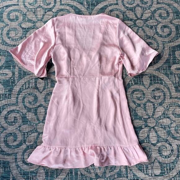 Lulus Pink Satin Wrap Mini Dress‎ - Size M - Picture 3 of 8